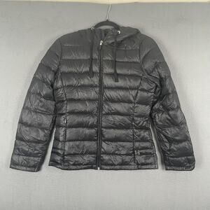 Calvin Klein Jacket Womens Small Black Packable Lightweight Down Hooded Puffer